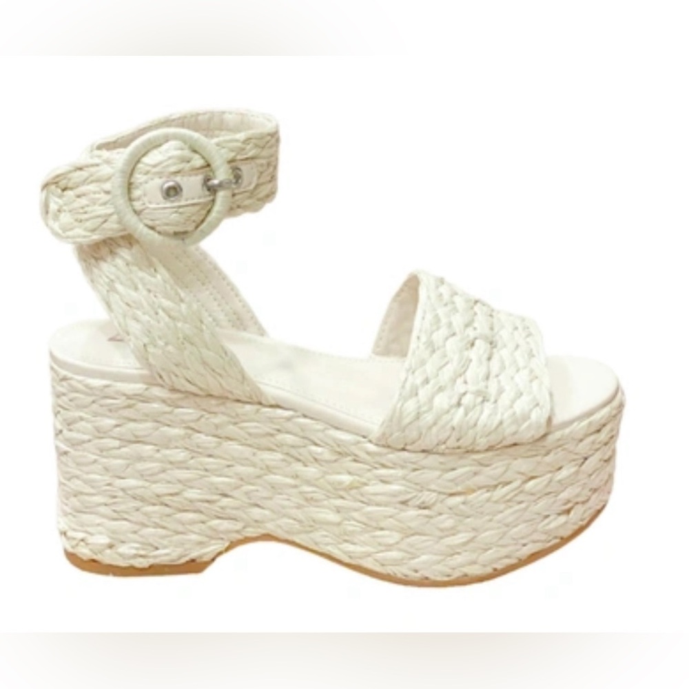 Marc Fisher White Braided Platform Sandals